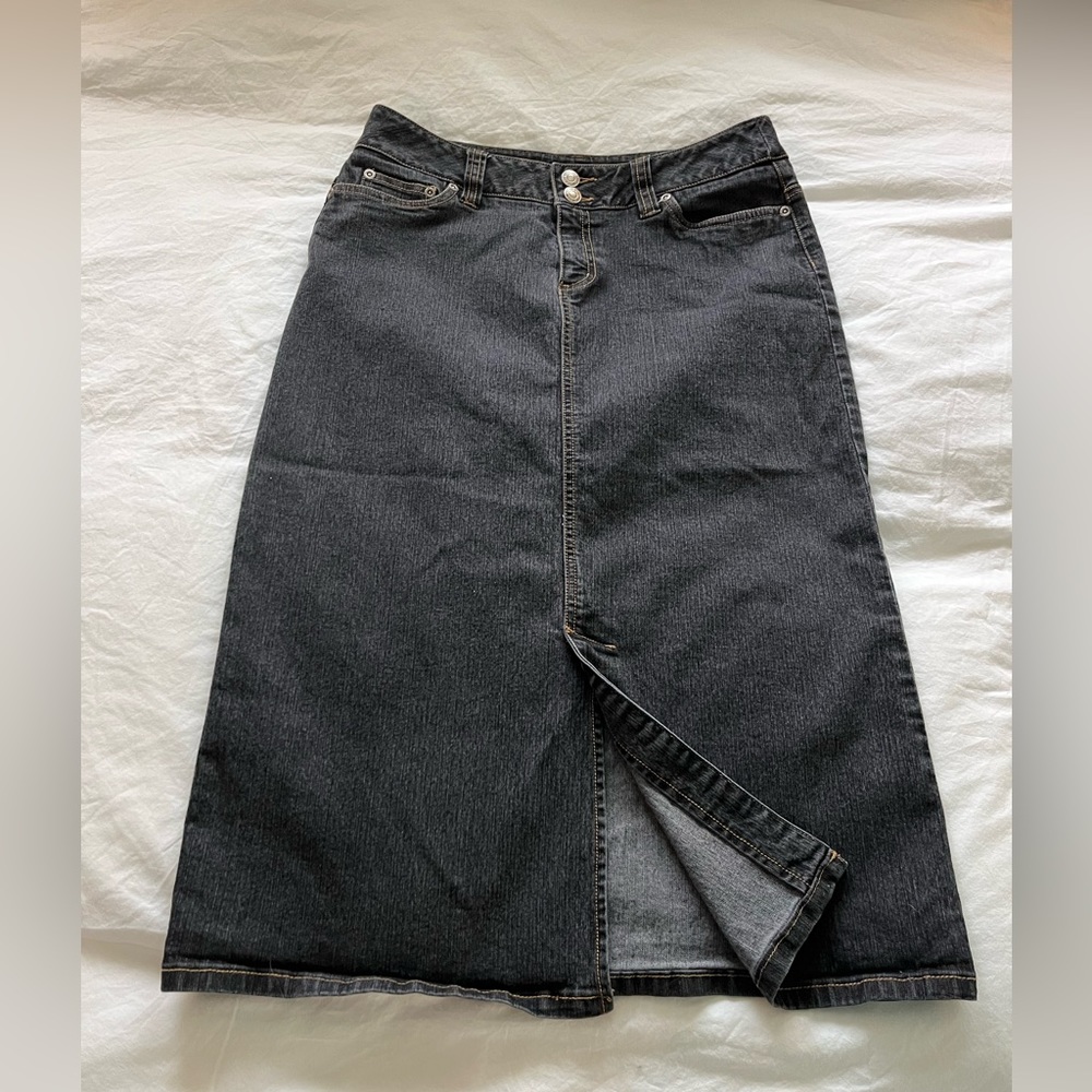 Vintage Smart Set Dark Wash Denim Midi Skirt